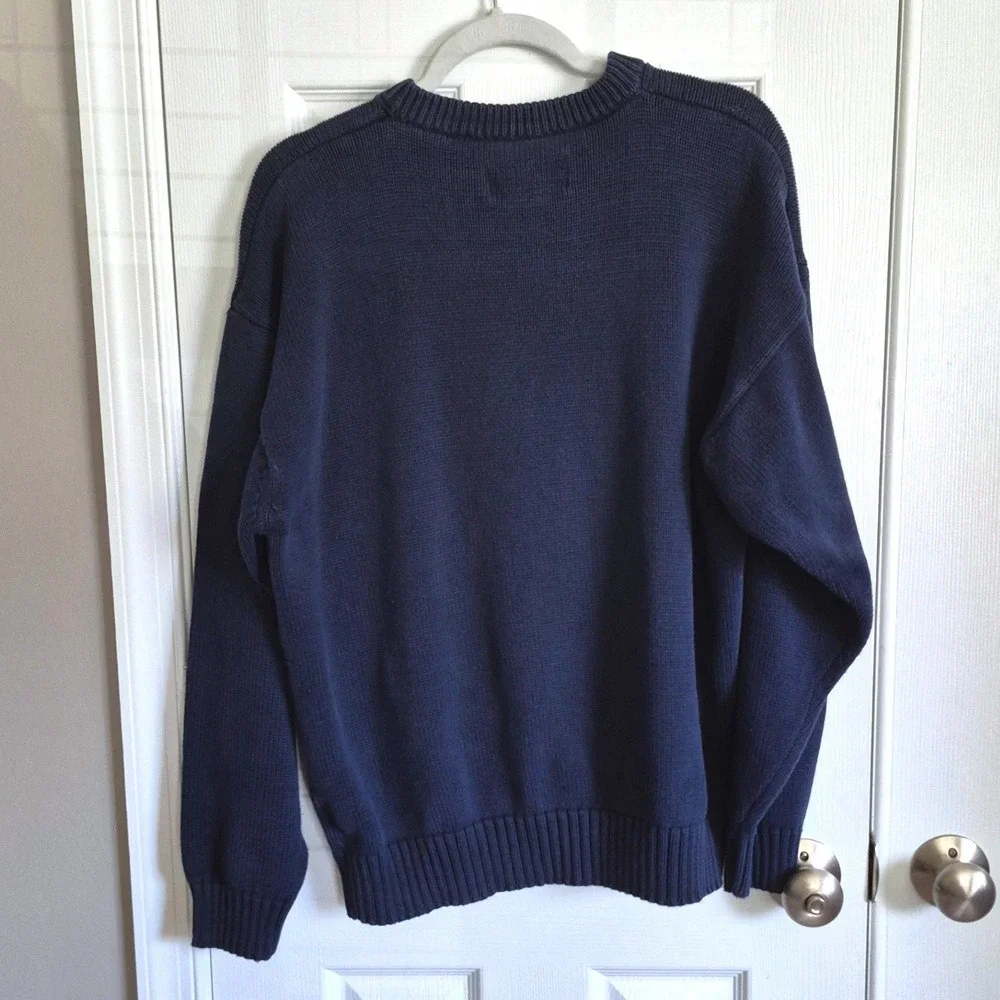Vintage Eddie Bauer navy blue heavyweight cotton sweater mens large